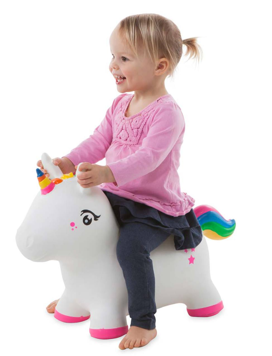 Animal Saltarin de Unicornio - Blanco con Rosado - HearthSong (Edad 18 meses - 3 años)