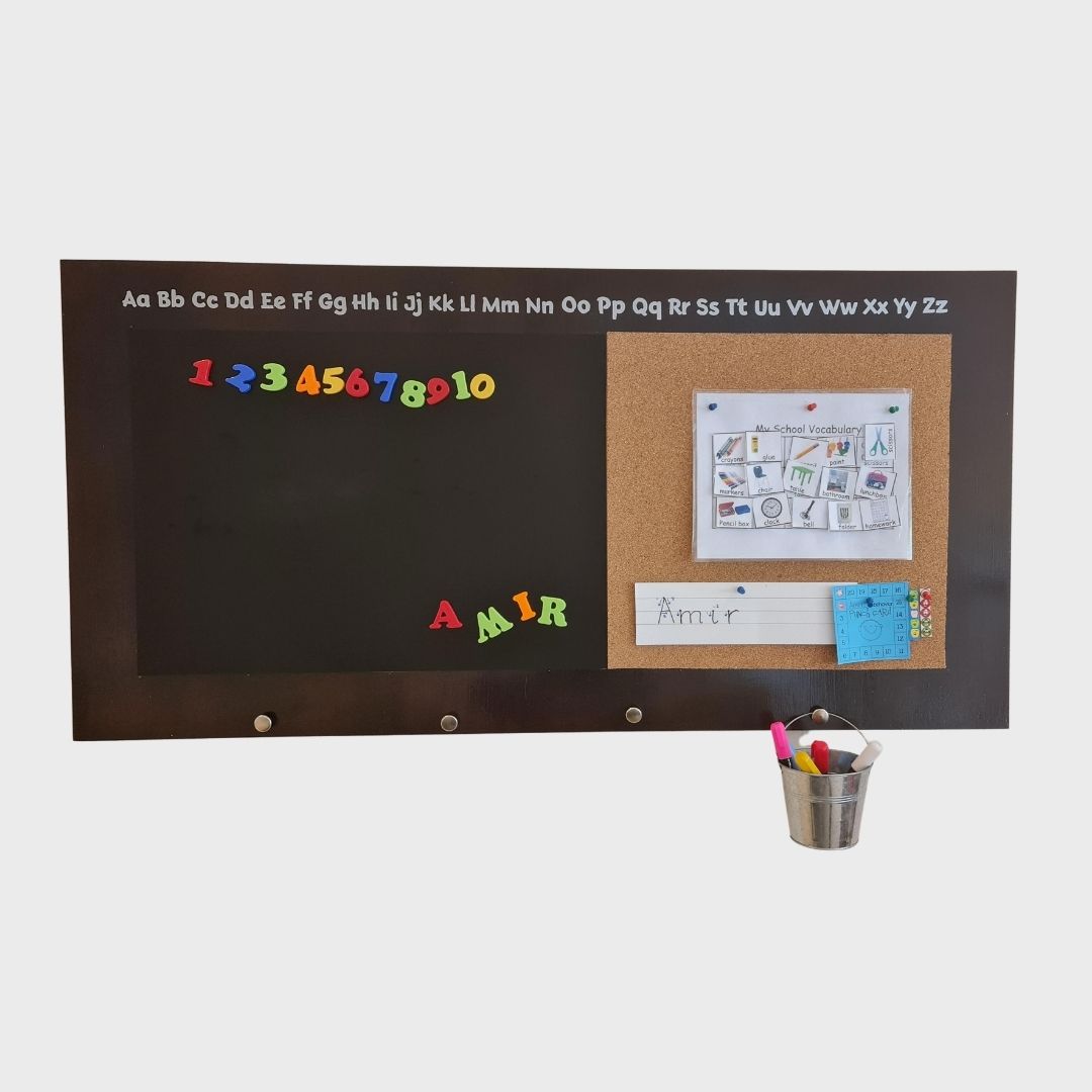 Pizarra Magnetica con Corcho y Marcadores