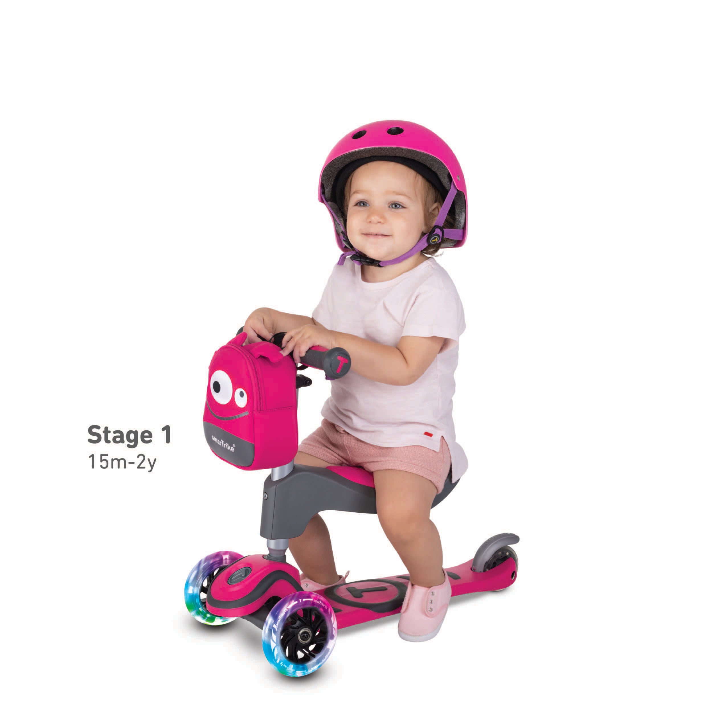 Smartrike T1 Scooter COMBO con rodilleras y coderas - Rosado (Edad  15 meses - 3 años)