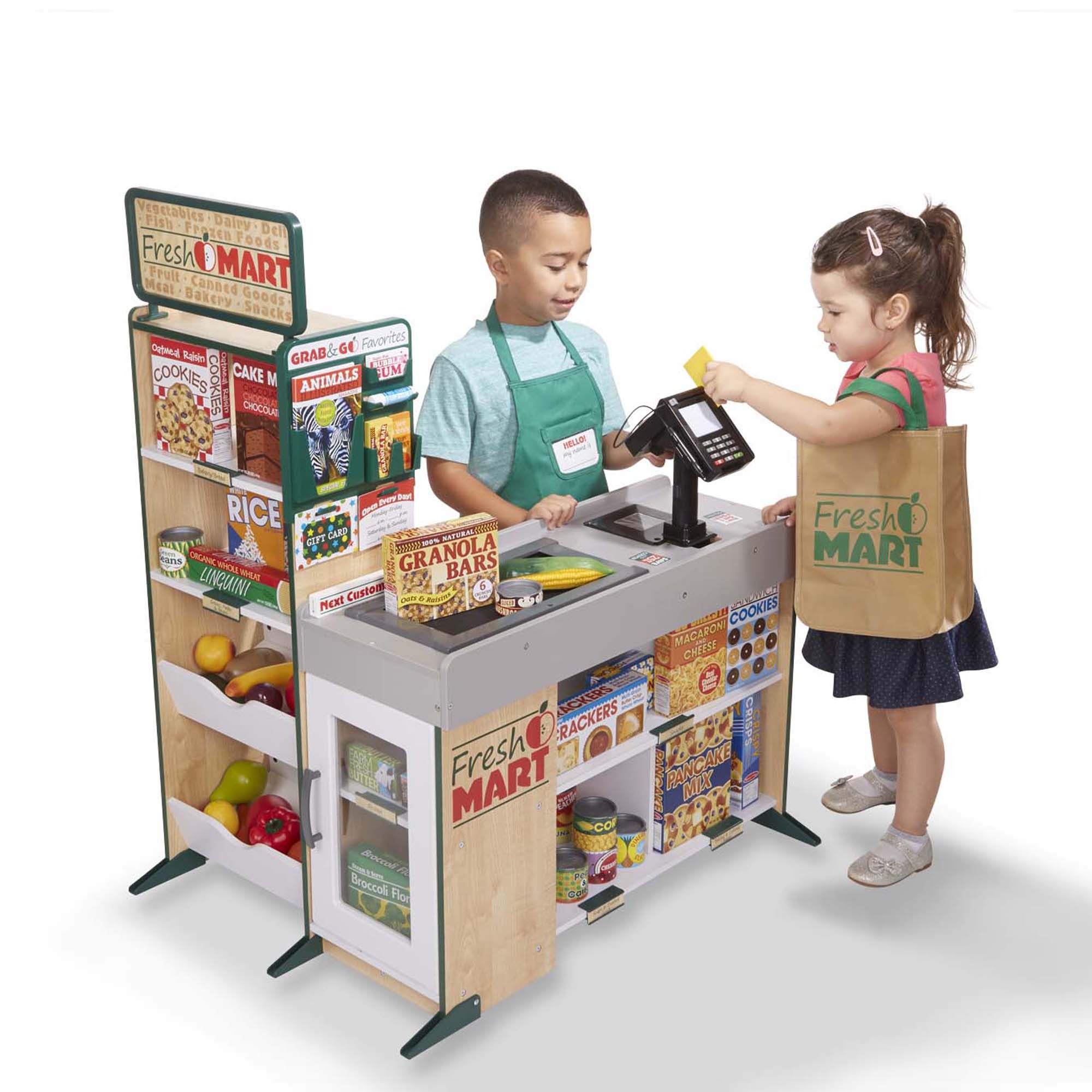 Juego Supermercado Freshmart con caja registradora y Set de Accesorios Freshmart - COMBO - Melissa & Doug (Edad 3-12)